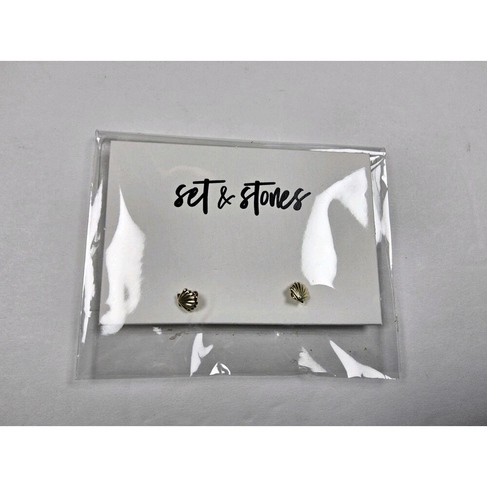 Set & Stones Sawyer Goldtone Shell Stud Earrings